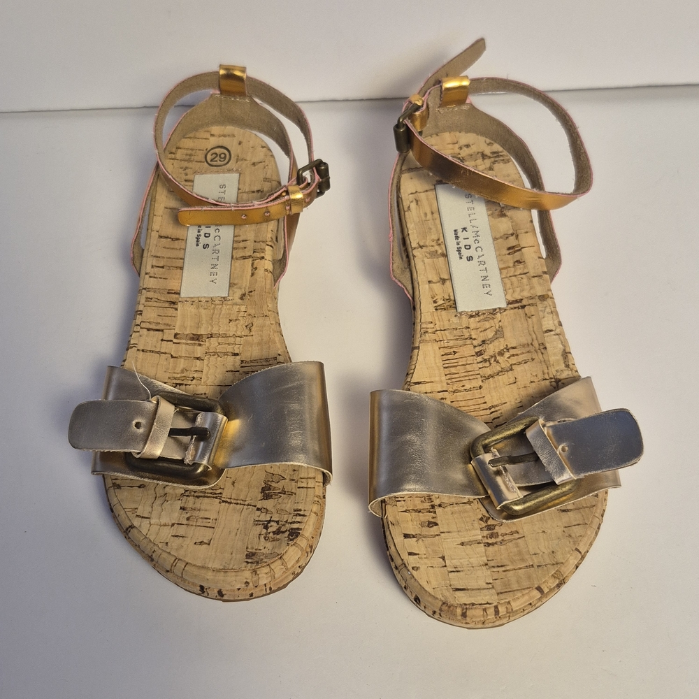STELLA McCARTNEY Metallic Silver Sandals with Cork Sole US12